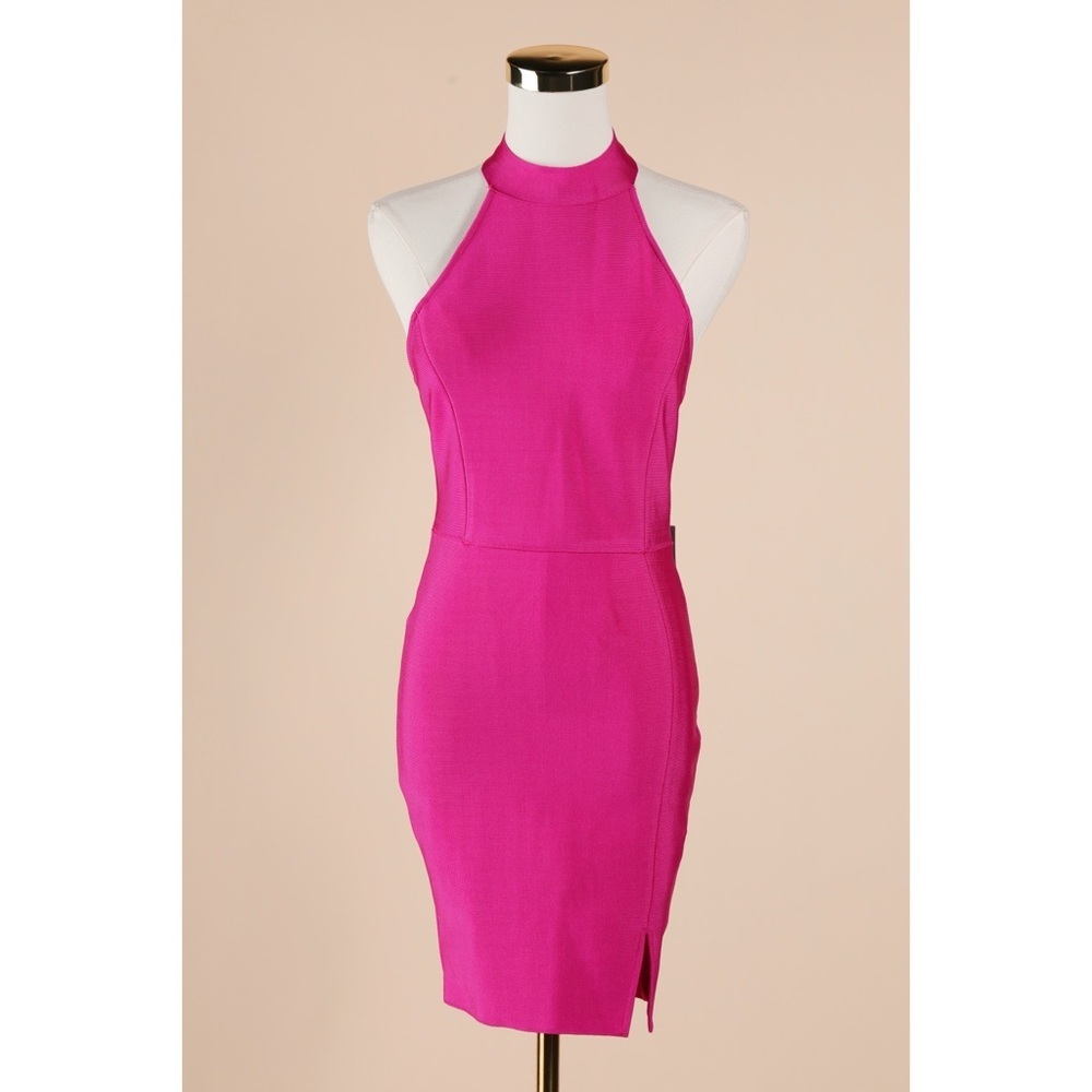 Sz S NBD x Naven Sugar Pine Fuschia Pink Bodycon Sleeveless Midi Dress NWT